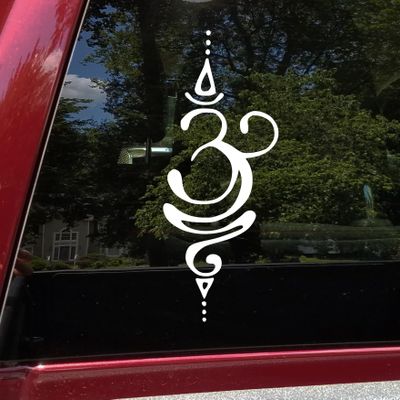 Minglewood Trading Soft Pink - Breathe Sanskrit Symbol Vinyl Sticker - Pranayama Ujjayi Yoga - V1 Die Cut Decal - 5w x 12.5h inches