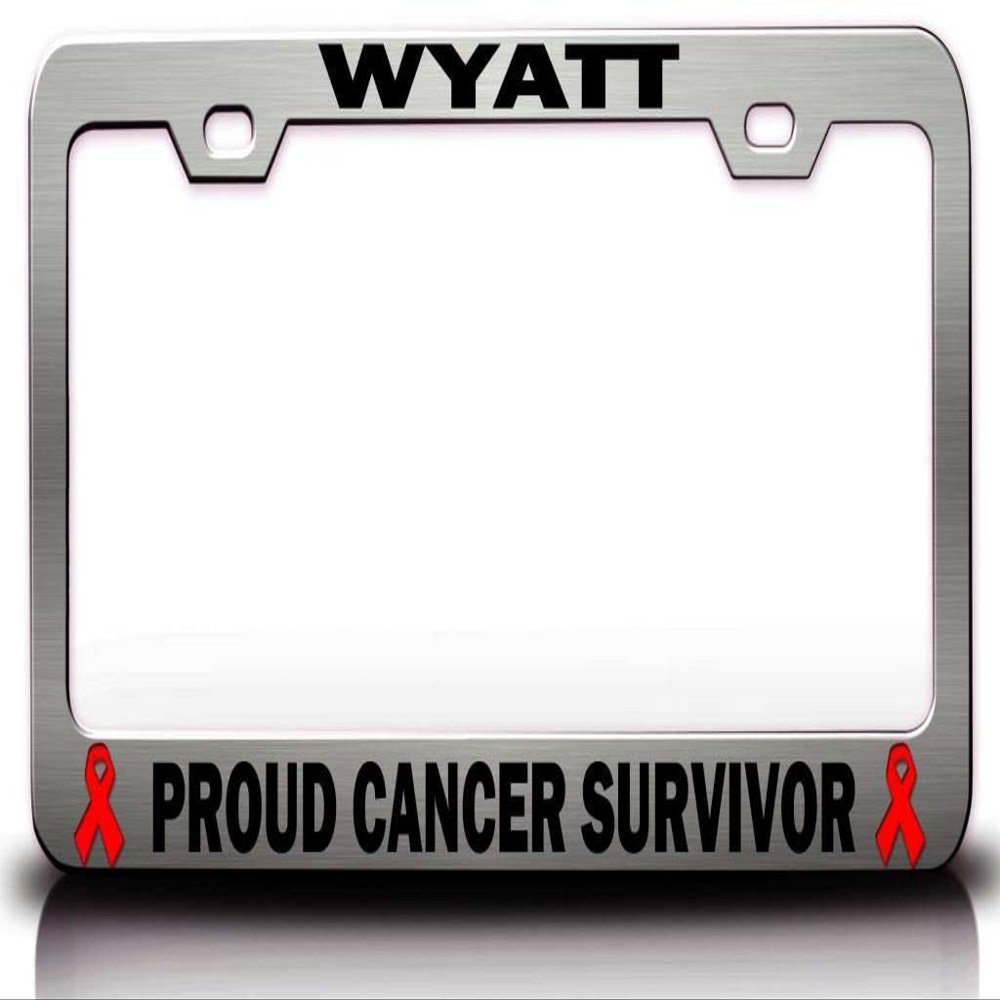 Custom Brother - Wyatt Proud Cancer Survivor Male Cancer Survivor Metal Car SUV Truck License Plate Frame Ch r90
