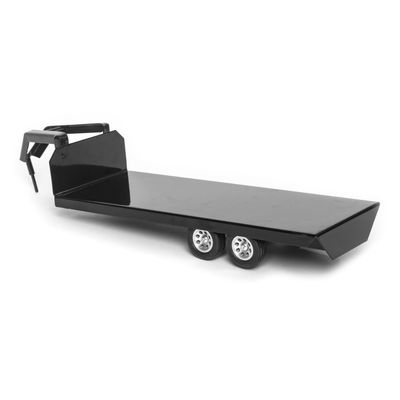Little Buster Toys Gooseneck Flatbed Trailer All-Metal 1:16 Scale Black Ranch Hauling Accessory for Farm Displays, Dioramas & Collectible Western Scenes Durable Metal Trailer with Rubber Tires