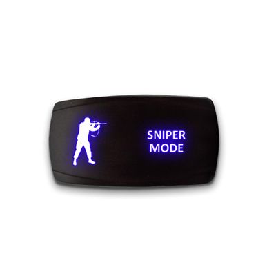 SNIPER MODE - Blue - STARK 5-PIN HORIZONTAL Laser Etched LED Rocker Switch Dual Light - 20A 12V ON/OFF