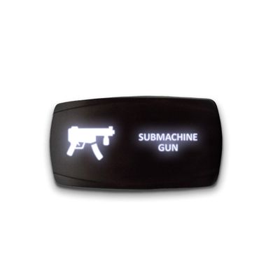 Submachine Gun - White - STARK 5-PIN Horizontal Laser Etched LED Rocker Switch Dual Light - 20A 12V ON/Off