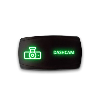 DASHCAM - Green - STARK 5-PIN Horizontal Laser Etched LED Rocker Switch Dual Light - 20A 12V ON/Off