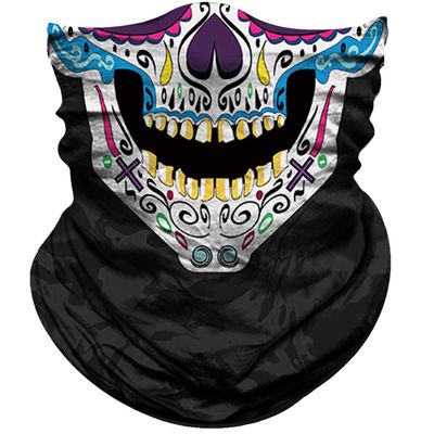 Obacle Skull Face Mask Half for Dust Wind UV Sun Protection Seamless 3D Tube Mask Bandana for Men Women Durable Thin Breathable Skeleton Mask Motorcycle Riding (Skull Purple Blue Face Open Mouth)