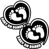 TOTOMO Baby on Board Sticker for Cars Funny Cute Safety Caution Decal Sign for Car Window and Bumper No Need for Magnet or Suction Cup - Footprint in Heart (2 Pack) view 1