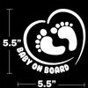 TOTOMO Baby on Board Sticker for Cars Funny Cute Safety Caution Decal Sign for Car Window and Bumper No Need for Magnet or Suction Cup - Footprint in Heart (2 Pack) view 4