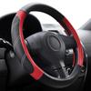 Elantrip Leather Steering Wheel Cover 15 1/2 to 16 inch Universal Large Grip Breathable for Car Truck SUV Jeep Anti Slip Black and Red view 1
