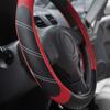 Elantrip Leather Steering Wheel Cover 15 1/2 to 16 inch Universal Large Grip Breathable for Car Truck SUV Jeep Anti Slip Black and Red view 2