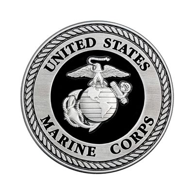 USMC Medallion 2.25 Inches Black and Silver Marine Corps EGA Eagle Globe Anchor Emblem