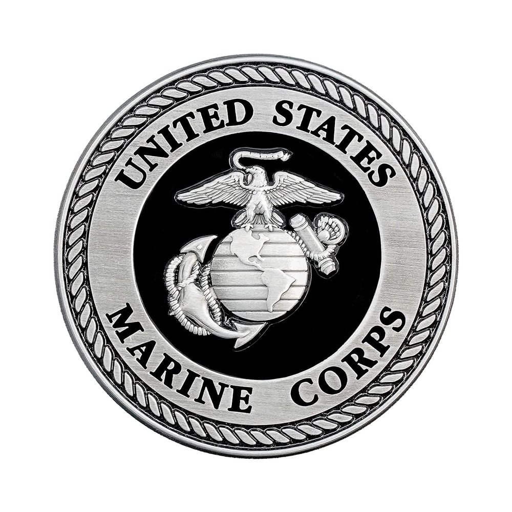 USMC Medallion 2.25 Inches Black and Silver Marine Corps EGA Eagle Globe Anchor Emblem