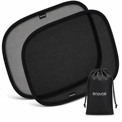 2-Pack Car Window Shades by Enovoe - 19 x 12 in Side Window Cover for SUVs, Sedans, and Trucks - Protects Baby from UV Rays and Glare - Cling Design for Easy Use - Plain