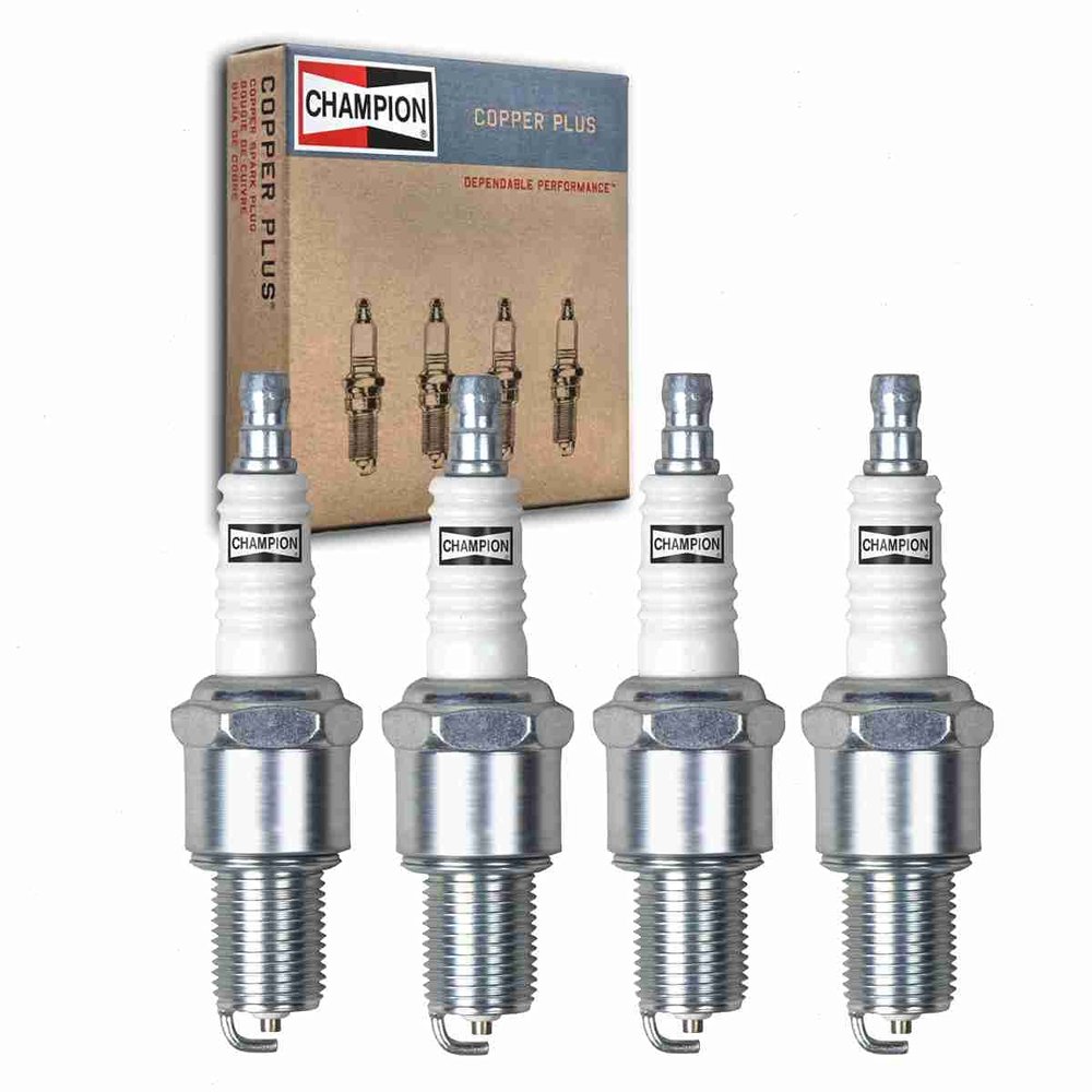 4 pc Champion Copper Plus Spark Plugs compatible with Pontiac Sunbird 1.8L 2.0L L4 1986-1990