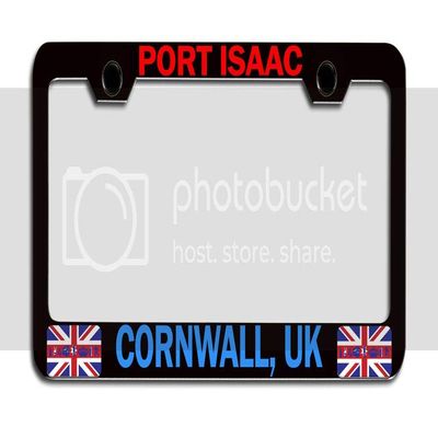 Makoroni - Port Isaac Cornwall UK British England Black Metal License Plate Frame Tag Holder, #d84