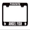 Makoroni - Protected BY Angel Fish Black Metal License Plate Frame Tag Holder, #i8 view 1