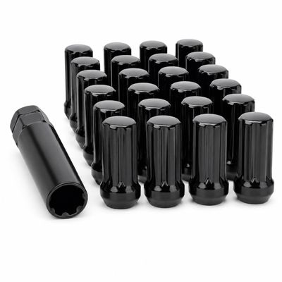 20 Black Duplex Spline Drive Acorn 12x1.75 Lug Nut Kit with Key