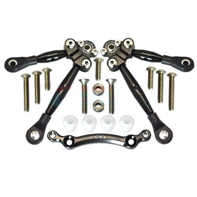 15pc Set Aluminum Front Tie Rods with Stabilizer for C Hub TRAXXAS-1/10 4WD Ford GT4-TEC 2.0 by GPM (Black)