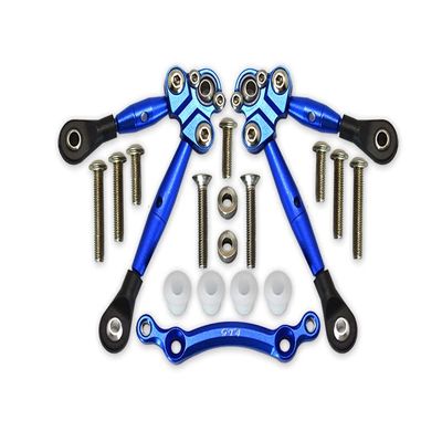 15pc Set Aluminum Front Tie Rods with Stabilizer for C Hub TRAXXAS-1/10 4WD Ford GT4-TEC 2.0 by GPM (Blue)