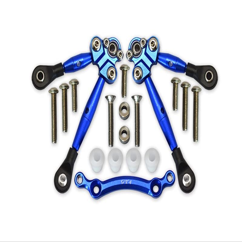 15pc Set Aluminum Front Tie Rods with Stabilizer for C Hub TRAXXAS-1/10 4WD Ford GT4-TEC 2.0 by GPM (Blue)