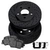 For 2008-2010 Porsche Cayenne PowerSport Rear Black Zinc Cross Drilled Brake Rotors Kit + Ceramic Brake Pads view 1