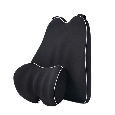 Car Lumbar Support Back Cushion & Headrest Neck Pillow Kit Cushion Memory Foam with Back Pain Relief for Lancer EX Lancer Galant Grandis I-miev ASX 1PCS Black