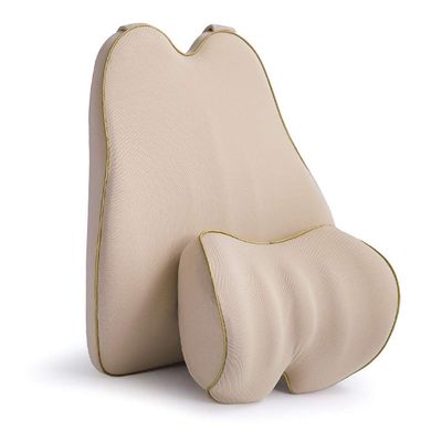 Muchkey Car Lumbar Support Back Cushion & Headrest Neck Pillow Kit Cushion Memory Foam with Back Pain Relief for Q30 Q50 Q60 Q70/L QX30 QX50 QX60 QX70 QX80 1PCS Beige