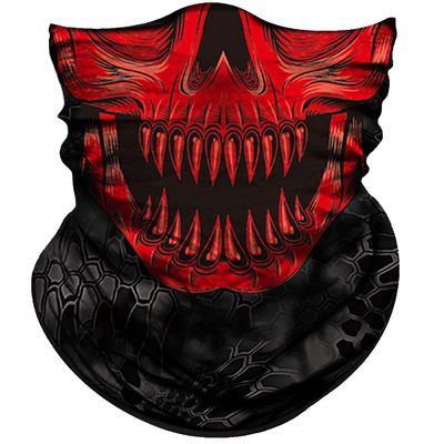 Obacle Skull Face Mask Half for Dust Wind UV Sun Protection Seamless 3D Tube Mask Bandana for Men Women Durable Thin Breathable Skeleton Mask Motorcycle Riding Biker (Skull Red Face Open Mouth)