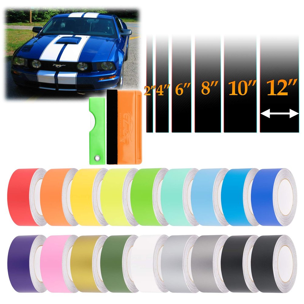 Free Tool Kit 8" Wide 10FT Long Matte Orange Racing Stripes Vinyl Wrap Rally Decals Stripe Sticker