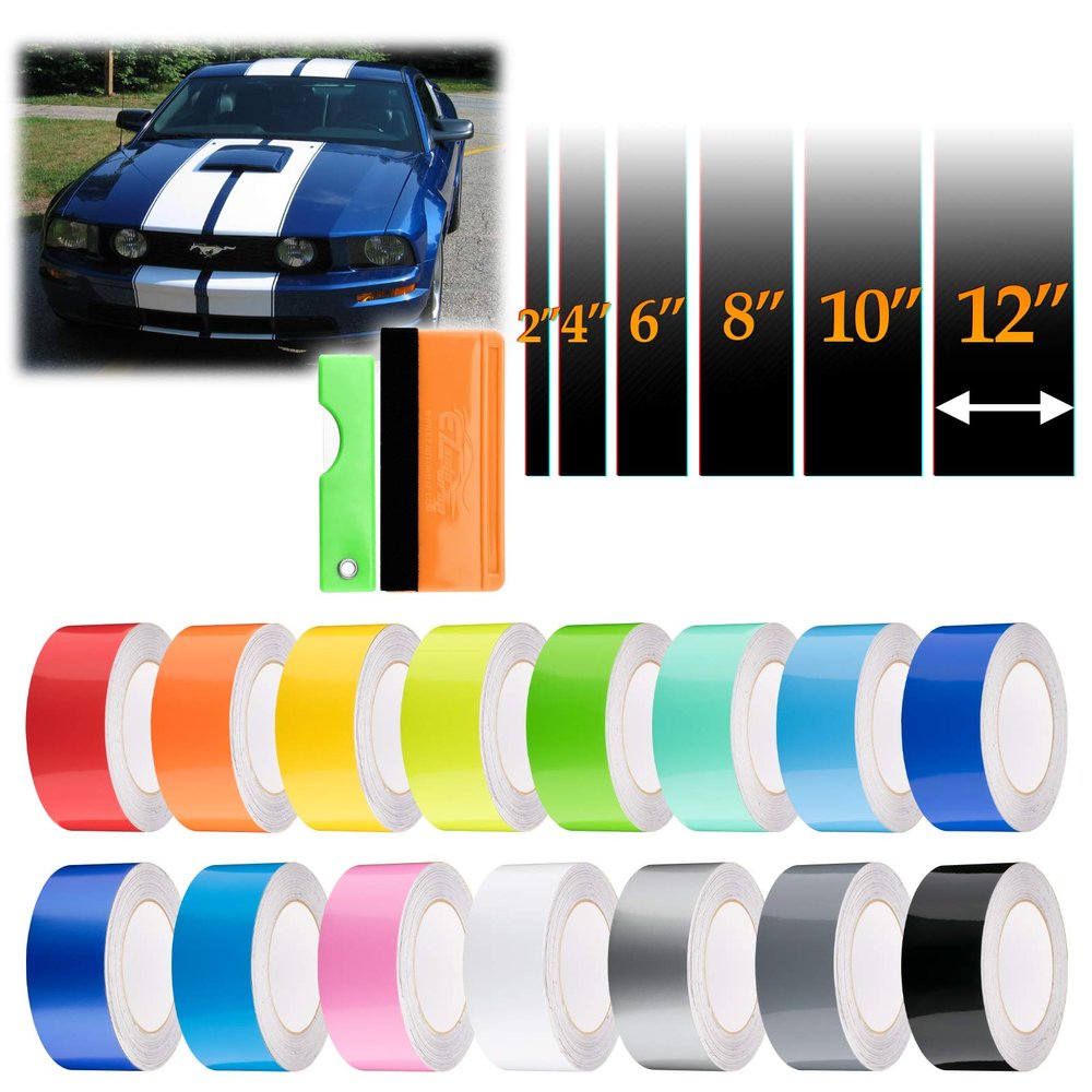 Free Tool Kit 6" Wide 25FT Long Gloss Glossy Red Racing Stripes Vinyl Wrap Rally Decals Stripe Sticker