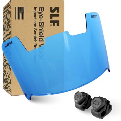 SLEEFS Football Visors for Helmet - Clear Color Tinted Professional Football Visor - Face & Eye Shield - Fits Youth & Adult Helmets - Includes Quick Visor Clips + Microfiber Bag (Cobalt Blue Clear)