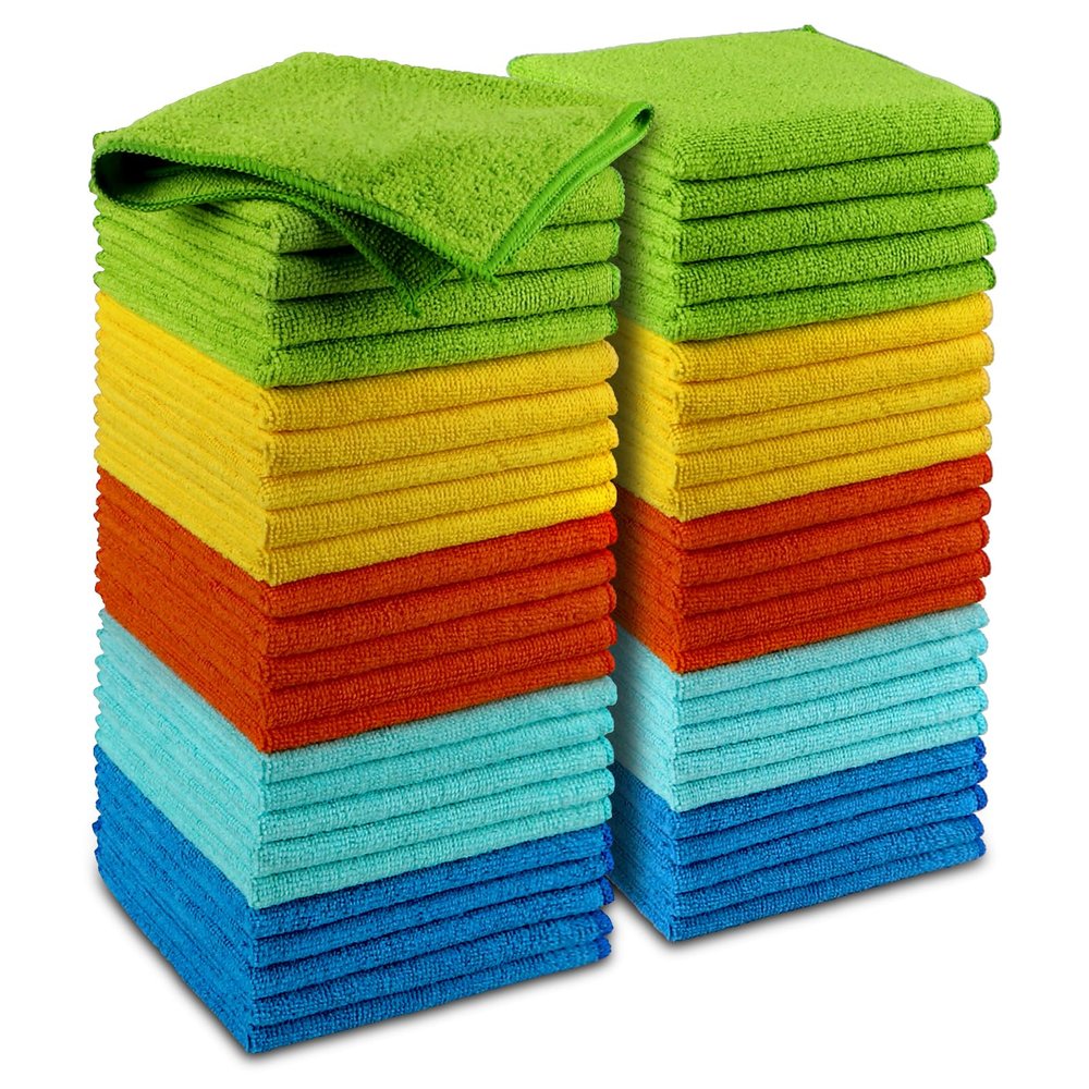 AIDEA Microfiber Cleaning Cloth, 50PK, Microfiber Towels for Cars, Premium Wash Cloths, Dusting Cloth Cleaning Rags, Absorbent Towels for SUVs, House, Kitchen, Window, Cleaning Supplies1212"