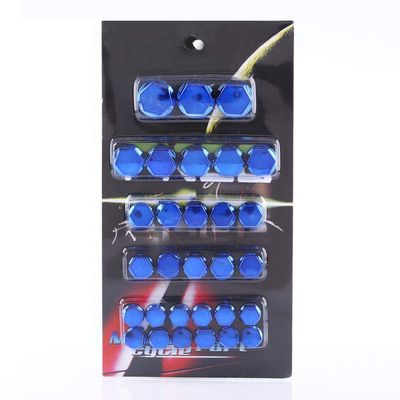 Dweekiy 30Pcs Motorcycle Hex Socket Screw Nut Covers, Blue Plastic, 8-20mm, Universal Fit