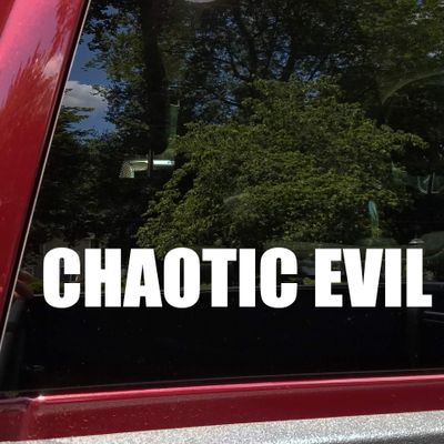 Minglewood Trading Black - Chaotic Evil Vinyl Sticker - RPG Role Playing Character Alignment V1 - Die Cut Decal - 14w x 2h inches