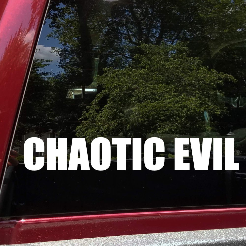 Minglewood Trading Black - Chaotic Evil Vinyl Sticker - RPG Role Playing Character Alignment V1 - Die Cut Decal - 14w x 2h inches