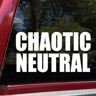 Minglewood Trading Black - Chaotic Neutral Vinyl Sticker - RPG Role Playing Character Alignment V2 - Die Cut Decal - 20w x 10h inches