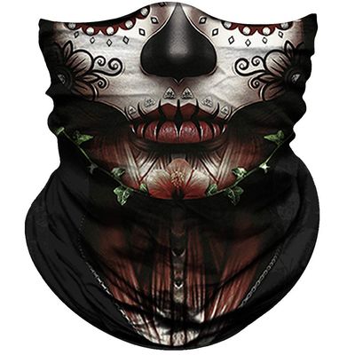 Obacle Skull Face Mask for Women Dust Wind UV Sun Protection Seamless Bandana Face Mask for Rave Festival Motorcycle Riding Biker Fishing Outdoor Running 3D Tube Mask (Women Chin Flower Leaf Green)