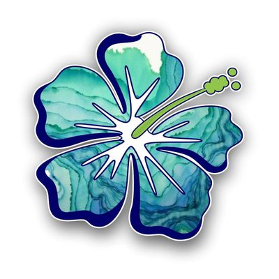 Hibiscus Flower Hawaiian Blue Vinyl Bumper Sticker Decal 5"