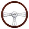 United Pacific 88180 Steering Wheel, 18" Flame Style Wood, for 2006+ Peterbilt and 2003+ Kenworth Trucks view 1