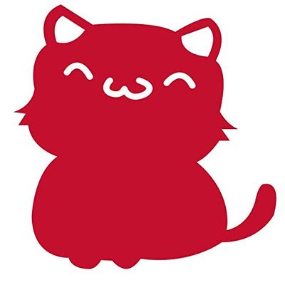 Cute Fat Cat Y0171 Vinyl Sticker Decals (Pack of 2) for Car Window Laptop Phone (6" x 6", RED)