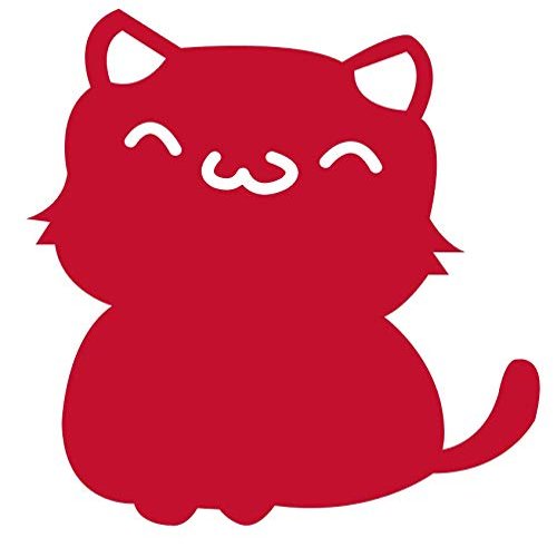Cute Fat Cat Y0171 Vinyl Sticker Decals (Pack of 2) for Car Window Laptop Phone (6" x 6", RED)
