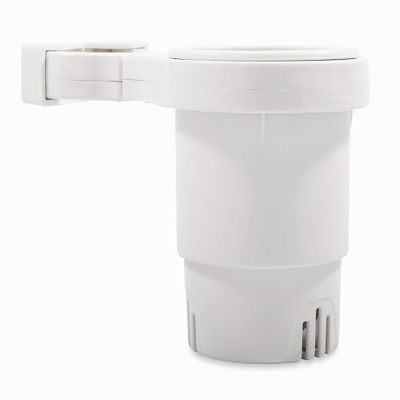 Camco Large Clamp Mounted Cup Holder-Provides a Secure Location for Your Beverage-Mountable for Up to 2-Inch Rail-White (53083)
