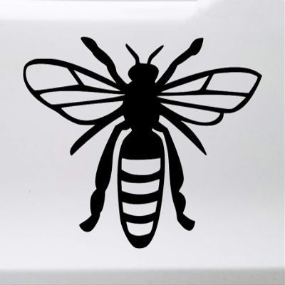 Minglewood Trading Sky Blue - Bee Vinyl Decal - Honey Hive Honeybee Bumblebee Wasp Hornet Flying - Die Cut Sticker - 10w x 7h inches