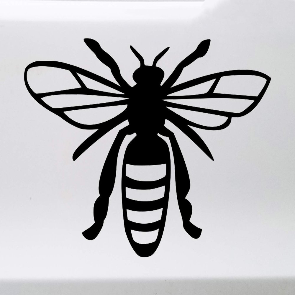 Minglewood Trading Sky Blue - Bee Vinyl Decal - Honey Hive Honeybee Bumblebee Wasp Hornet Flying - Die Cut Sticker - 10w x 7h inches