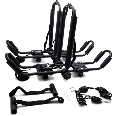 HTTMT- KAYAK-K06-3 in 1 Universal Kayak Carrier Car SUV Roof Rack J-Shape Fodable Racks Compatible With Canoe SUP Kayaks