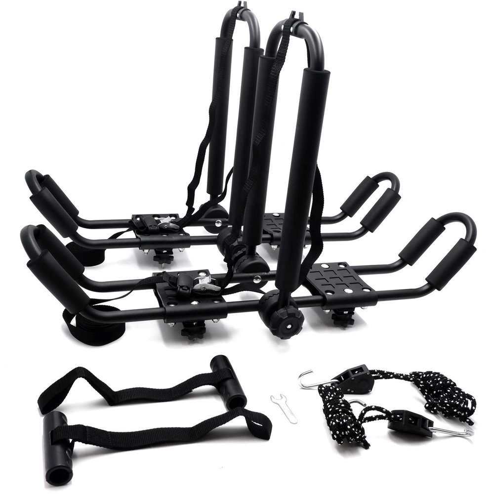 HTTMT- KAYAK-K06-3 in 1 Universal Kayak Carrier Car SUV Roof Rack J-Shape Fodable Racks Compatible With Canoe SUP Kayaks