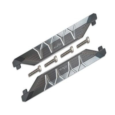 R/C Car Parts : Aluminum Chassis Side Bars (Silver Inlay Version) for Traxxas 1/10 Maxx 4WD Monster Truck - 1Pr Set Gray Silver