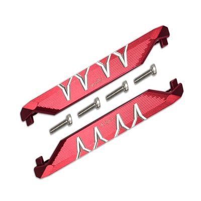 R/C Car Parts : Aluminum Chassis Side Bars (Silver Inlay Version) for Traxxas 1/10 Maxx 4WD Monster Truck - 1Pr Set Red