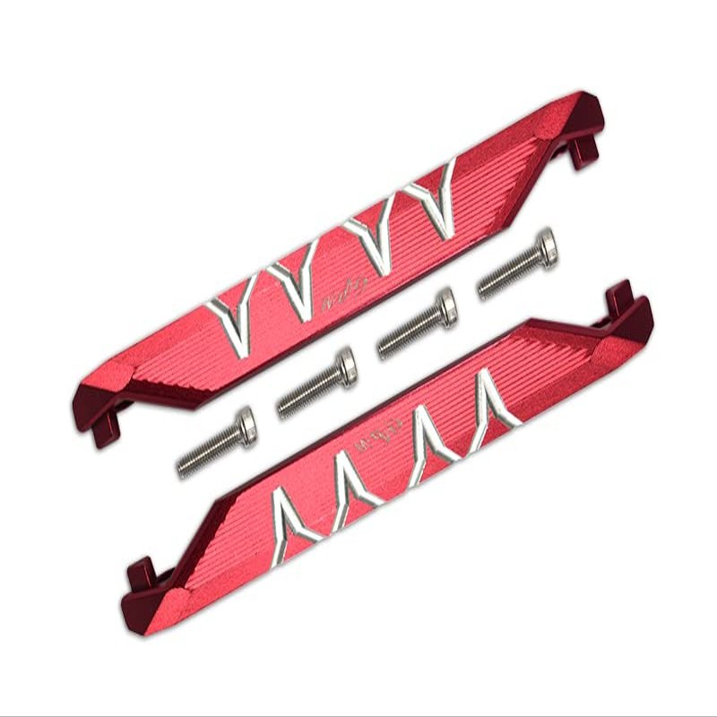 R/C Car Parts : Aluminum Chassis Side Bars (Silver Inlay Version) for Traxxas 1/10 Maxx 4WD Monster Truck - 1Pr Set Red