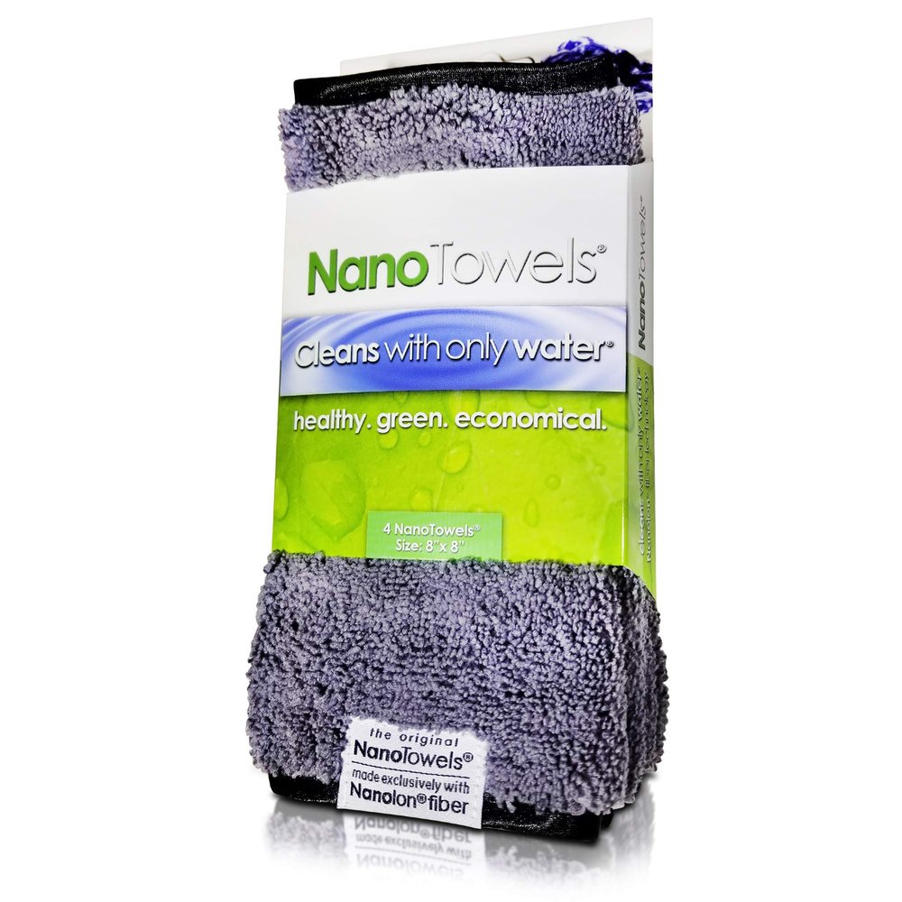 Life Miracle Nano Towels Minis - Amazing Eco Fabric that Cleans Virtually Any Surface with Only Water. Travel Size. No More Paper Towels Or Toxic Chemicals. 4-Pack (8x8, Grey)