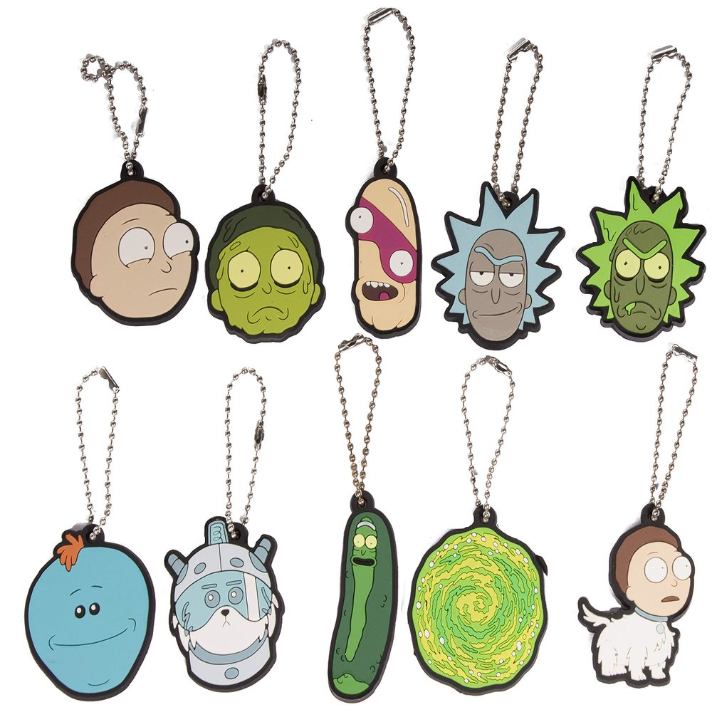 Party Favors- Set of 10 Officially Licensed Rick And Morty Key Chains/ Charms
