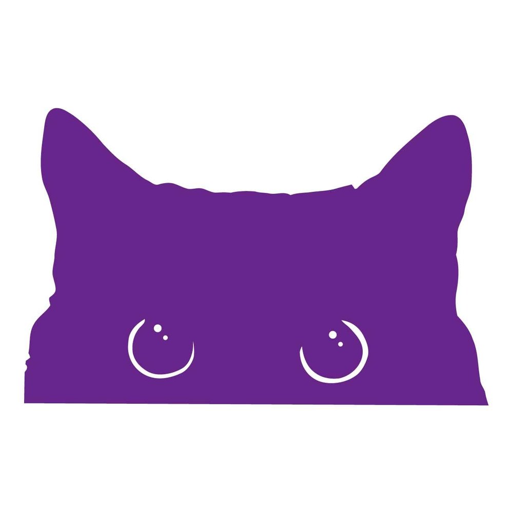 Curious Peeking Kitty Cat 6 inch Purple Indoor Outdoor Vinyl Decal