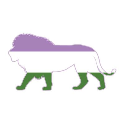 Dark Spark Decals LGBT Pride Genderqueen Flag Lion Silhouette - 10 Inch Full Color Vinyl Decal for Indoor or Outdoor use, Cars, Laptops, Dcor, Windows, and More